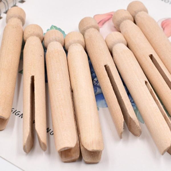 Pyöreät puiset pyykkipojat vanhan koulukunnan 50 kpl pyöreät pyykkipojat säänkestävät nuket Wood color