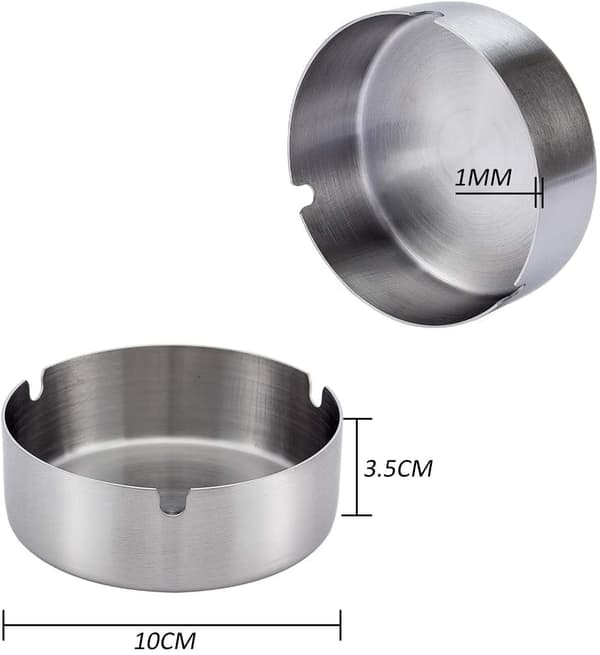 2 st 10 cm Askoppar i Rostfritt Stål för Utomhus- och Hembruk Silverfärgad