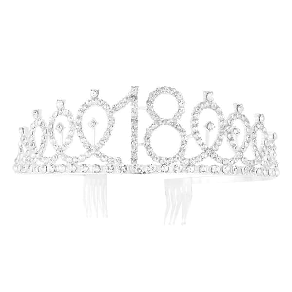 1 stk Rhinestone krone med legeringsinnsetting Hårkam Dekorativ kronehår til 18-årsdag (sølv)