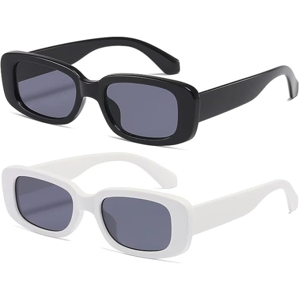 Rektangulære solbriller til kvinder mænd trendy retro mode briller 90'er vintage moderigtigt UV 400 beskyttelse kvadratisk stel