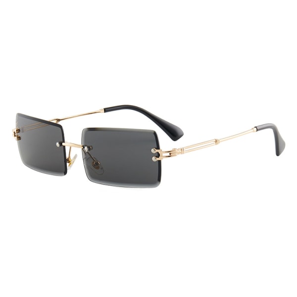 Båglösa rektangelsolglasögon för dam/män Ultralätt metallbåge.Grå