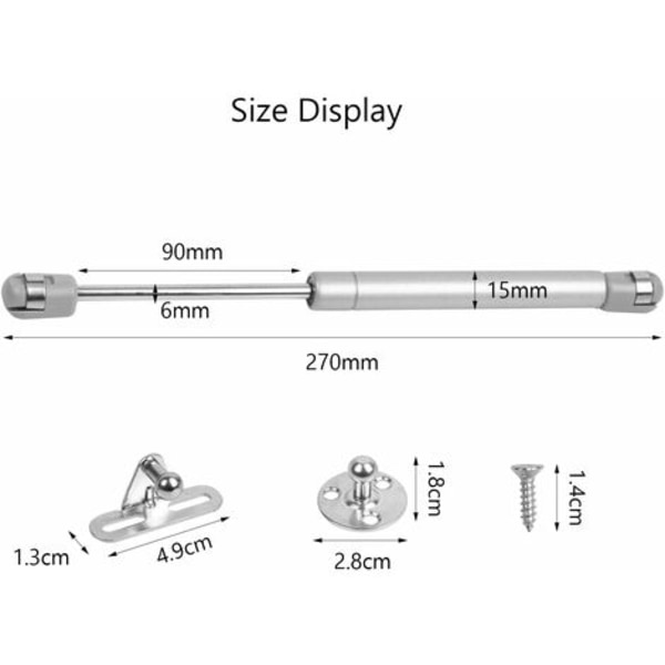 4 stk Gassfjærer 100N Luftarm For Dør Kjøkken Skap Garderobe Skap i Soverom Bad