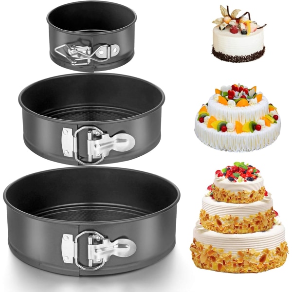 Vårförmsformar Set 3-delad Kakform i 4\"/ 7\" /9\" Runda Non-Stick Bakformar 11cm/ 18.6cm/ 23cm Kakformar med Avtagbar Botten