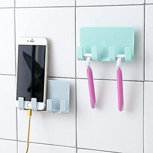 Mobiltelefon vægbeslag, 3-pak multi-purpose plastik telefon opladningsdock holder Barbermaskine håndklæde krog beslag til smartphone tablet læsere (blandet C