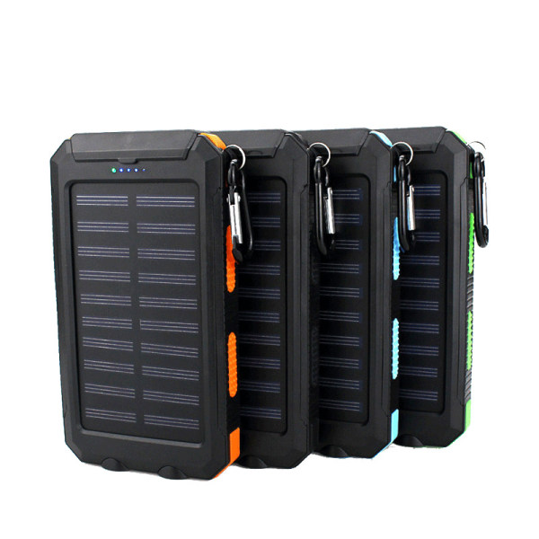 Power Bank aurinkolaturi: 10000mAh Power Bank aurinkopaneelilla 3A pikalataus USB C -matkapuhelinlaturi LED-taskulamppu puhelintableteille (valkoinen)