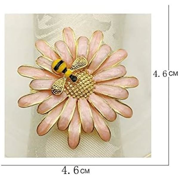 12 st/set Kreativa Nya Bi-Blomma Servettknappar Västerländsk Stil Zink-Legering Servettring Högkvalitativ Restaurang Dekoration Servettring