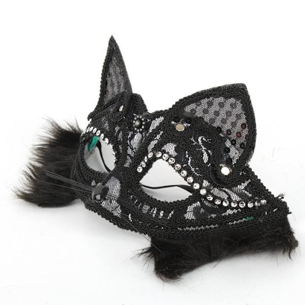Halloween-prydnader Spetsögonbindel Maskeraddräkter Ögonbindel Sexig Halv Ansikte Räv Spetsmasker