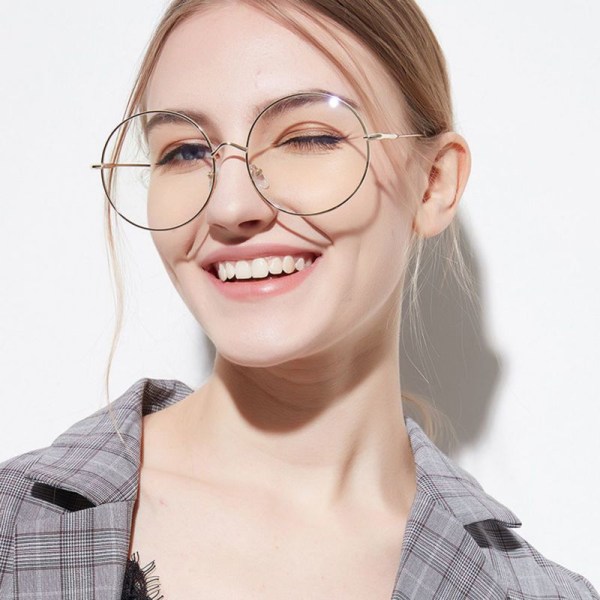 Metallsolbriller for kvinner > Overdimensjonerte innfatningsbriller Tilbehør Klar rund innfatning Dame klar linse