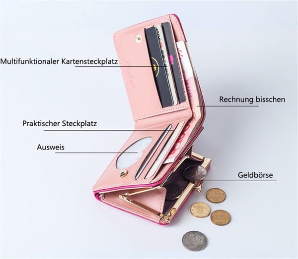 Kompakt damplånbok i konstläder, bärbar mini-plånbok
