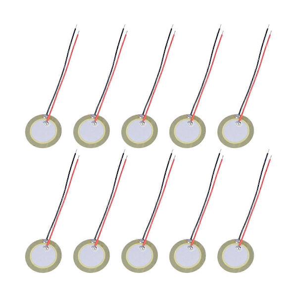 10 st 20mm Piezo Disks Membran Element Summer Kopparplåt Piezoelektriska Keramiska Chip med Ledningar