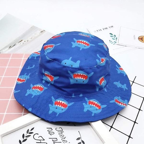 Barnhatt Justerbar Solhatt Andningsbar Strandhatt För Pojkar Flickor_ll Shark 2-4 Years