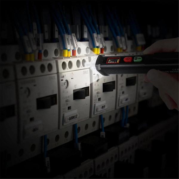 Spændingstester med LED Digital Display, Dobbelt Range 12-1000v AC/48-1000v AC, Kontaktløs Elektrisk Tester Pen Black