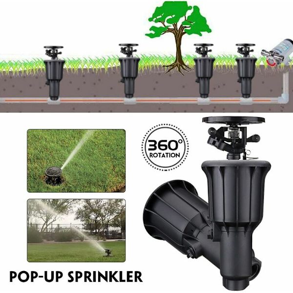 Vandingsanlæg Mist Sprinkler Auto-Rotation Pop-Up Sprinklerhoved Udendørs Have Græs 1/2/3/4 Tommer Indbygget Dysespids
