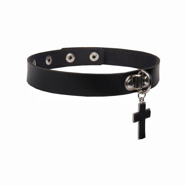 Choker, pendant, pendant choker, cross pendant choker, leather choker