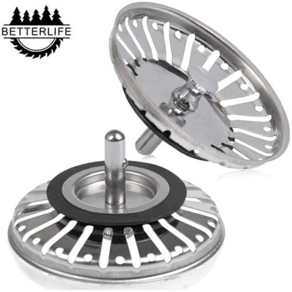 2 stk. Håndvask Si/Håndvaskprop Håndvask Stop Hul Køkken/Badeværelse Si Diameter 84mm med Kugle Ende, Rustfrit Stål