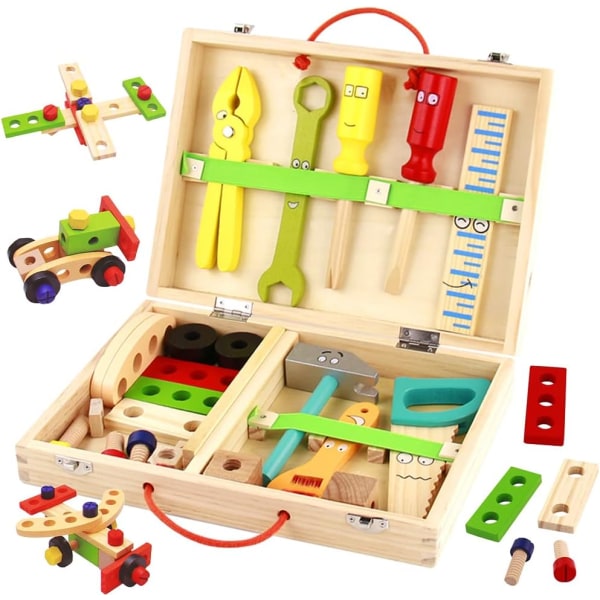 Työkalulaatikko lasten puinen lelulaatikko lasten lelut 2 3 4 5 6 vuotta vanha