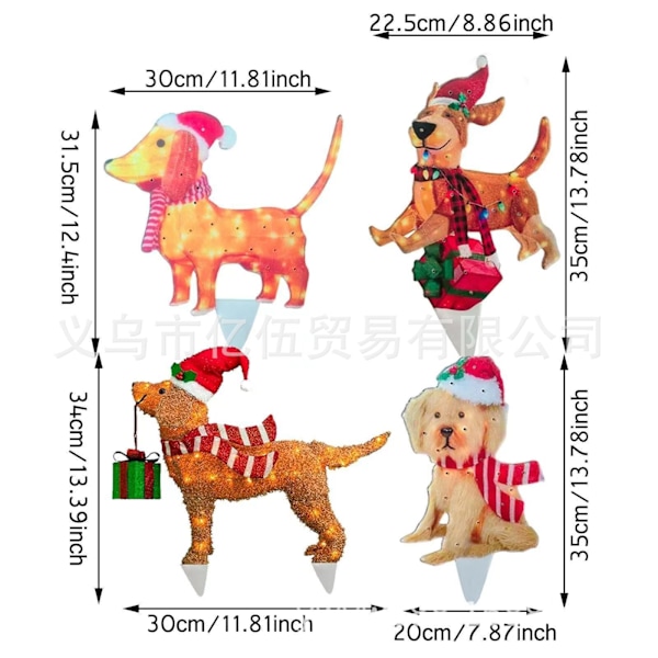 Julhund ljusslinga trädgårdsdekoration LED-ljus julscen layout dekoration ornament 11