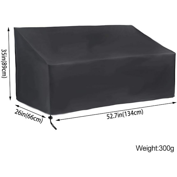 2-paikkainen penkin suojus vedenpitävä ulkokalusteiden suojus PVC-pinnoitteella, terassin sohvan suojus (2 istuinta (53L x 26W x 35H))