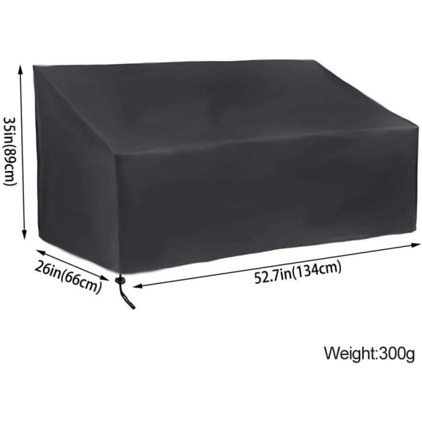 2-personers Bænkedække Vandtæt Udendørs Møbeldækker med PVC-belægning, Terrasse Loveseat Dække (2 sæder (53L x 26B x 35H))