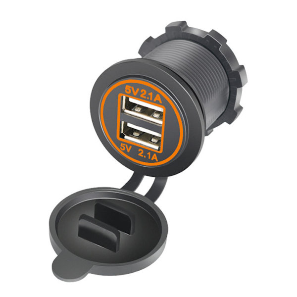Bil, motorcykel, skib, autocamper modifikation, dobbelt USB biloplader, dobbelt blænde, ny 4.2 bil mobiltelefon hurtigoplader Dual aperture 4.2A orange