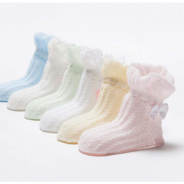 3 Par Babystrumpor med Ankel, Andningsbara Mesh-strumpor, Stretchspets, Mjuka, Söta, Bekväma för 0-5 År Gamla, Vår, Sommar, Höst