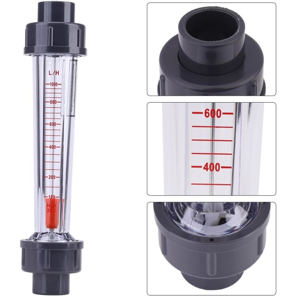 Vannstrømsmåler Transparent plastrør Type 100-1000L / H Strømningsmåler Mål Vannstrømmål LZS-15