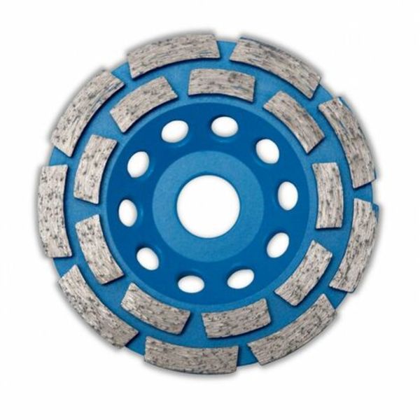 Timanttihiontalevy kaksinkertaisella rivillä - Betonin leikkaus - Pinnoituslevy - Hiomakoneen hiomakone - Leikkauslevy - Halkaisija 115 mm - Reikä 22,23 mm - Reunan korkeus 5 mm