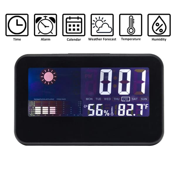Stor Skärm Multifunktionell Evighetskalender LED-Klocka med Bakgrundsbelysning Väderprognos Digital Display Skrivbordsväckarklocka AC09C