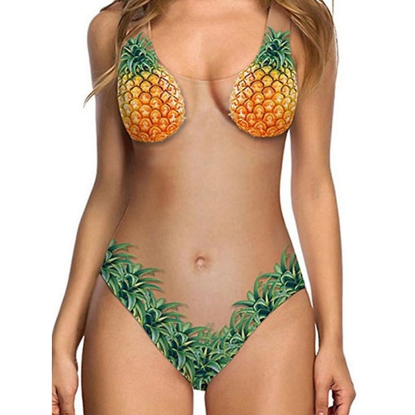 Dametøj 3D Sjov Badetøj Strandtøj - Håret Bryst, Ananas, Enhjørning Print Yellow L