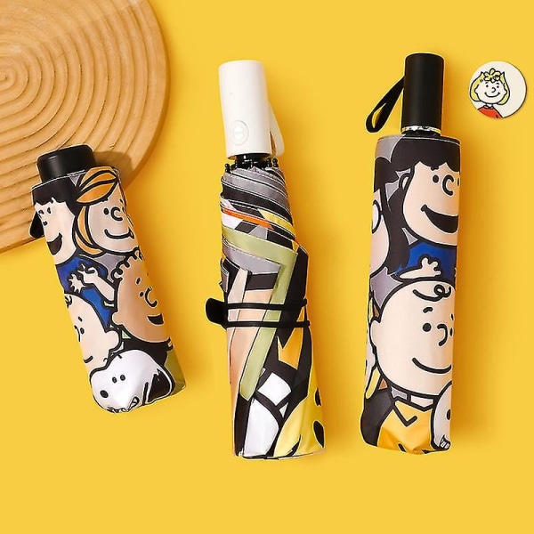 Snoopy Paraply 2023 Bärbar Regn- och Solsolskydd Dubbelanvändning Automatisk Vikbart Paraply Cartoon Kawaii Anime Leksak För Barn Present Three-fold manual 1