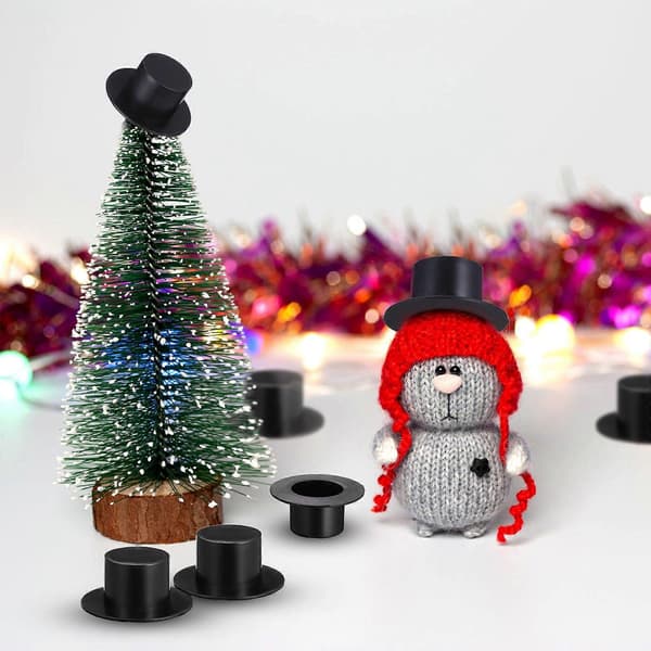 50 stk. Håndlavet Mini Klovnehat Dekoration Julepynt Plastikhat DIY Materiale Størrelse L (Sort)