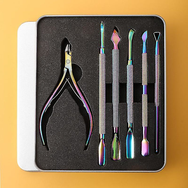 6-pack Manikyrset - Nagelsax, Klippare, Nagelbandsavlägsnare, Nagelskubbare, Pedikyr, Falska Naglar set C