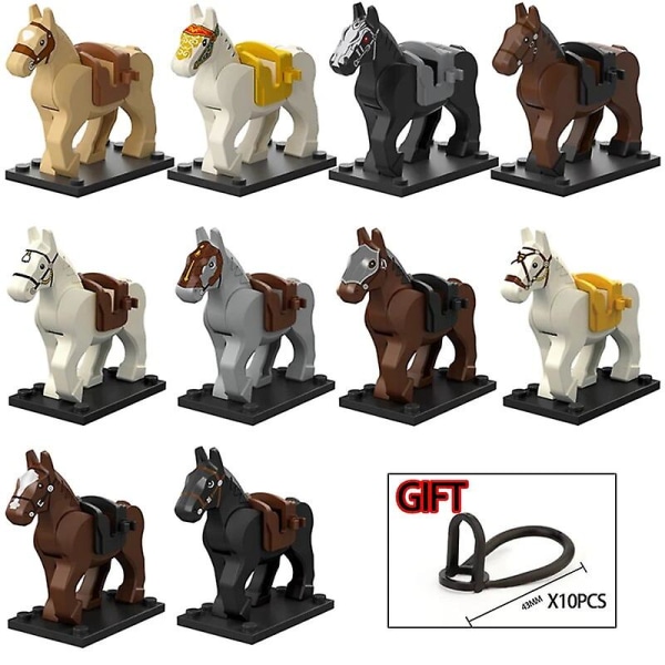 10 stk./pakke Medieval Knight Roman Rohan War Horse Animal Building Blocks Action Figures Toys For Children Gift Koruit XP1007-1016 XP1013(10PCS)