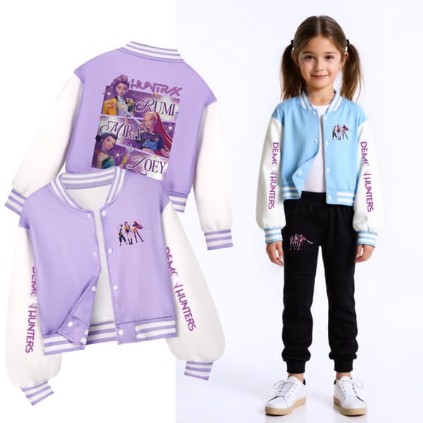 Kpop Witch Hunters Kort baseballjakke til børn, forår og efterår 160cm