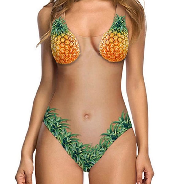 Dametøj 3D Sjov Badetøj Strandtøj - Håret Bryst, Ananas, Enhjørning Print Red  Green M