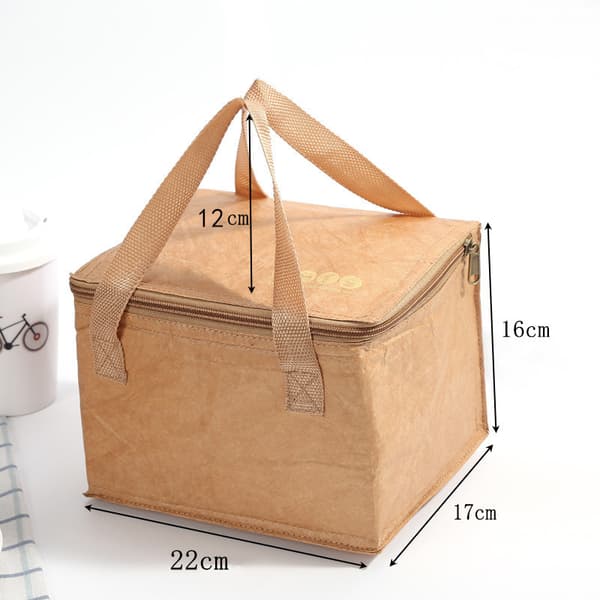 Matpose Kraftpapirpose Gjenbrukbar Isolert Termisk Matpose Snackkjøler Piknikbeholder Portable Square