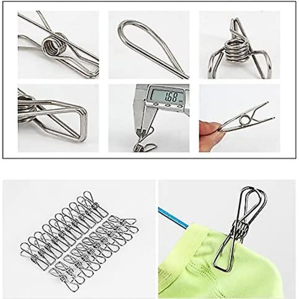 Rustfrit Stål Clips Tøj Klemmer Klemmer Holdere Tøj Klemmer Forseglings Klip Husholdning Tøj Klemmer til Bøjler 20 Stykker