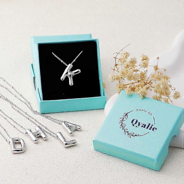 Bubble Letter Halsband Ballong Initial Halsband För Kvinnor Flickor Fint Alfabet Hänge 14k Guldpläterat Puffigt Namn Personliga Smycken Gåva D Silver