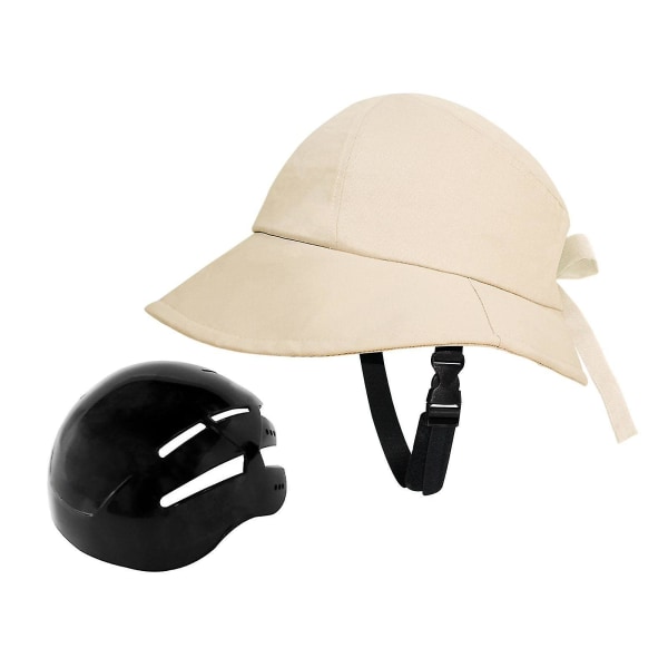 Cykelhjelm hat formet hjelm fiskehat solhat cyklist hjelm hat type hjelm kasket til kvinders cykel hverdagstøj arbejde Beige 58cm-60cm