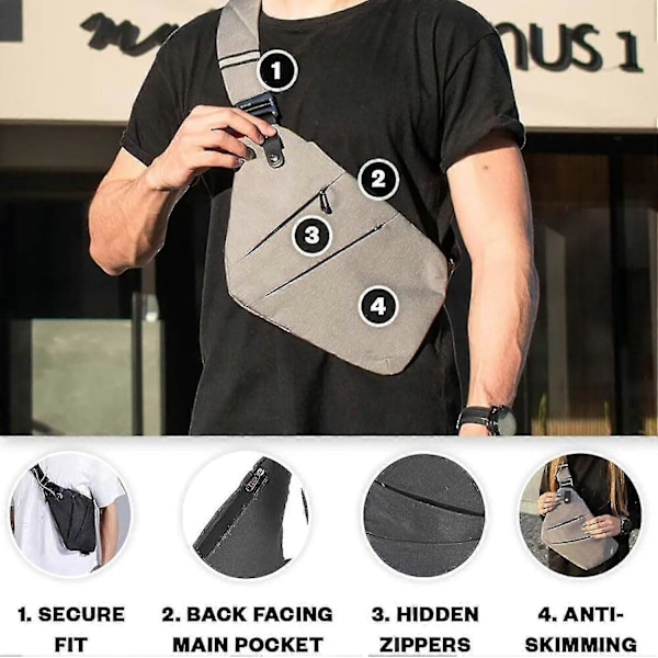 Varkaudenestolaukku Varkaudenestomatkalaukku Kevyt ja yksinkertainen Suurikokoinen olkalaukku Rento ja vartalonmyötäinen grey Left Shoulder