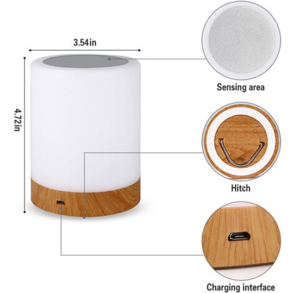 Smart LED-sänglampa, 3 ljusstyrkenivåer, flerfärgad sänglampa med timerfunktion, touchkontroll