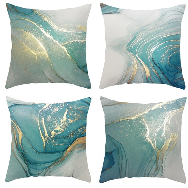 Kpl Cozy Fleece Vihreä mustekuvio Abstrakti Koristeellinen tyynynvarsi sohvalle sohvalle maalaistalon koristelu 45x45cm (ei tyynyä)
