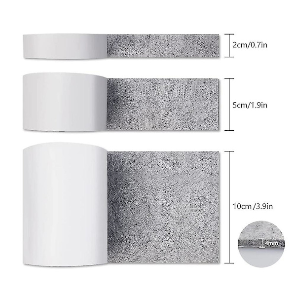 3 Pack Filt Möbelskydd, Tunga Filtband med Självhäftande Bakstycke, Självhäftande Filttejp för Skydd av Trägolv, Stols- och Väggskydd Grey