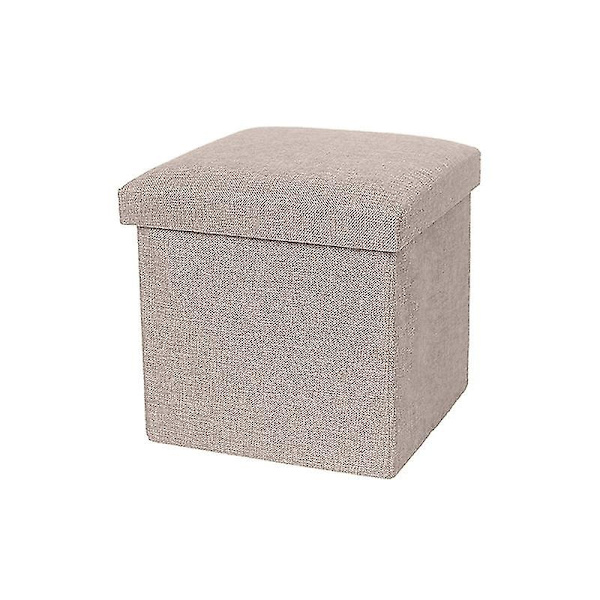 Opbevaringsboks med høj bæreevne, foldbar stof, alsidig opbevaringsottoman, kubus sæde til hjemmet Qinhai Beige 30cm