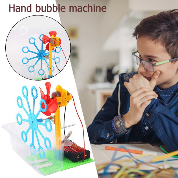 Håndlaget håndsveivet boblemaskin Utvikler intelligens Hands-on evne Vitenskapelig eksperiment DIY leke for barn