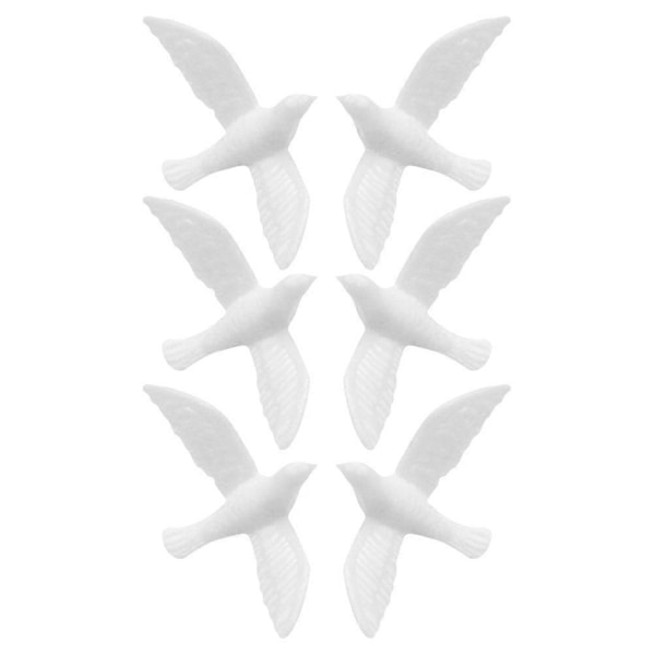 6 stk. Miniature Resin Fugle Figur Lille Hvid Due Simulation Fugle Model Til Dukkehus Tilbehør Have Miniaturer