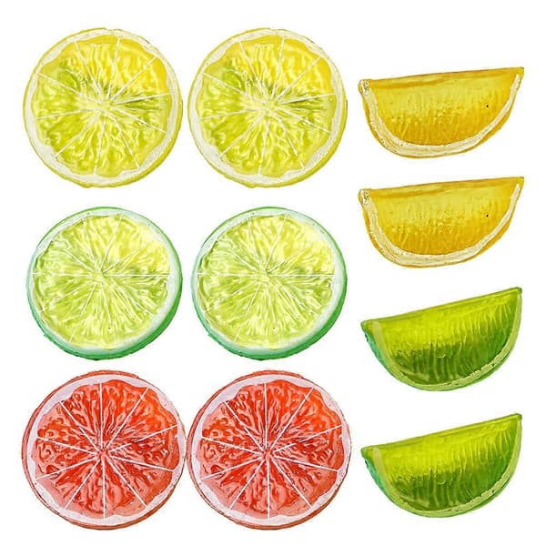 10 st Konstgjorda Grapefruktskivor Plast Citronskivor och Citronblock Simuleringsfruktmodell