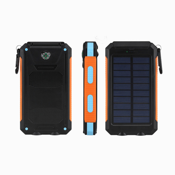Power Bank Solar Laddare: 10000mAh Power Bank med Solpanel 3A Snabbladdning USB C Mobiltelefonladdare LED-ficklampa för telefonplattor（blå）
