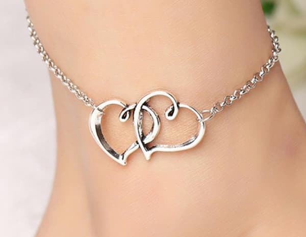 Mode Anklets Kvinder Anklets Barefod Sandaler Anklets Strand Anklets Dobbelt Hjerte Trykning -1PC