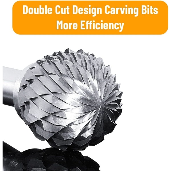 10-delad uppsättning dubbla skärtungstenkarbidfräsar 1/8” Rotationsfrässet 6 mm skärhuvud